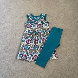 Tea Collection India Holly Wrap Neck Dress and leggings, size 7